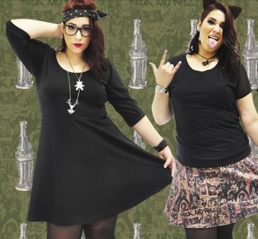 Looks com roupas estilo rock para gordinhas da marca Chica Bolacha (Foto: Divulgação)