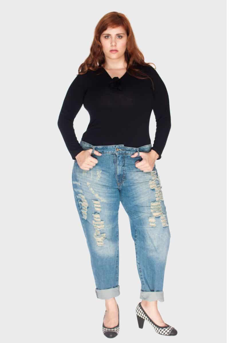 jeans destroyed para moda plus size