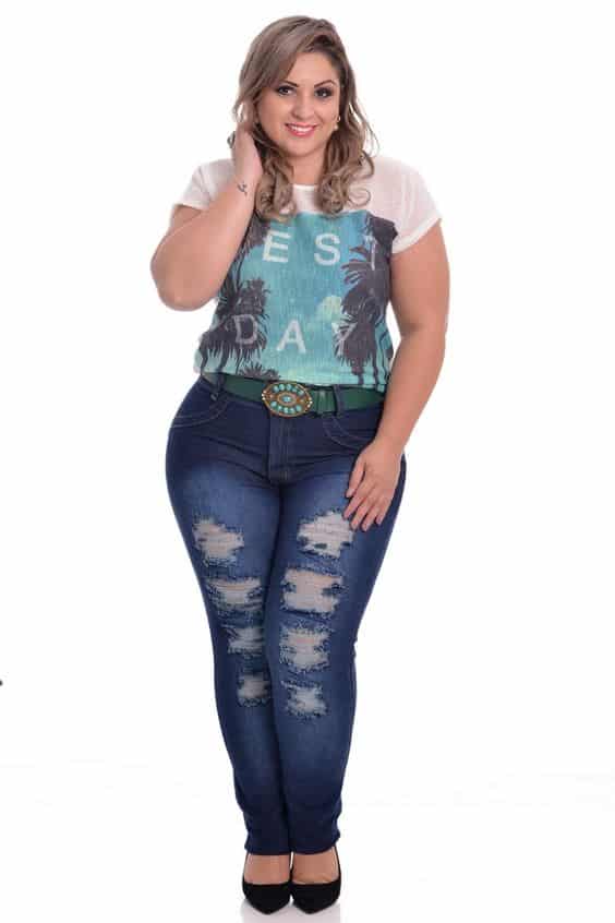 jeans destroyed para moda plus size