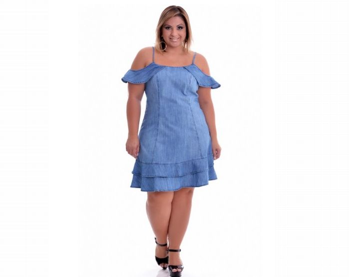 modelos de vestido jeans plus size