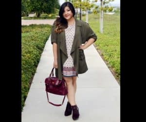 look plus size com estampa