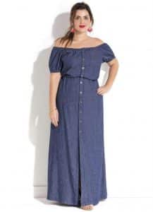 vestido jeans longo