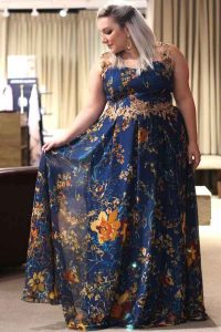Vestido longo festa que emagrece estampado
