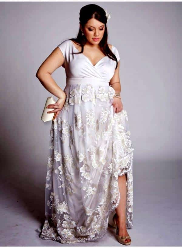 vestido com renda para madrinhas - Plus Size